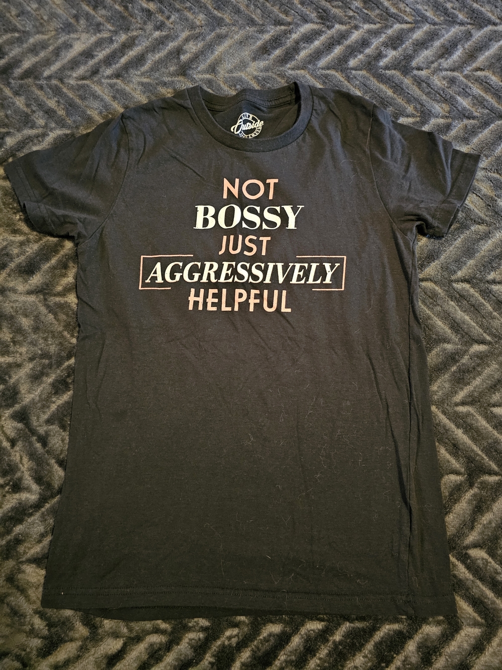 🖤✨ “Not Bossy Just Aggressively Helpful” Graphic Tee – Women’s Small ✨🖤